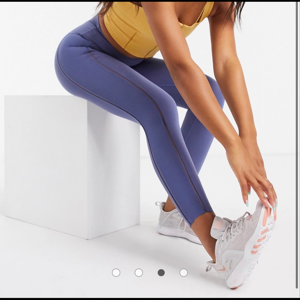 Nike Training Yoga luxe ribbed 7/8 leggings in blue